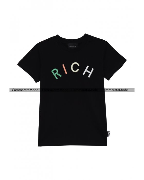 Richmond bambino KABALEBO - T-shirt nero con stampa logo ricamato