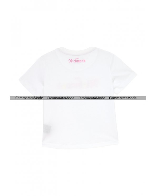Richmond bambina AMARU - T-shirt bianca, girocollo con stampa glitter