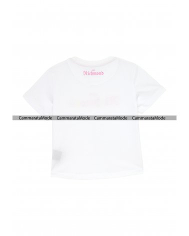 Richmond bambina AMARU - T-shirt bianca, girocollo con stampa glitter