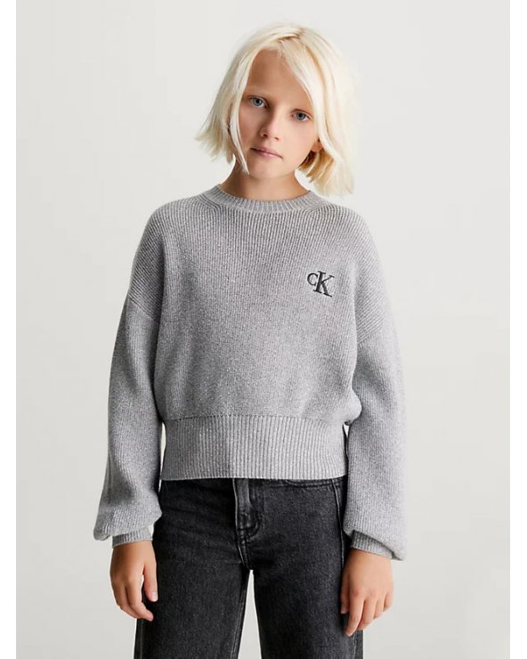 Calvin Klein Jeans bambina LUREX - Pullover in filo lurex grigio