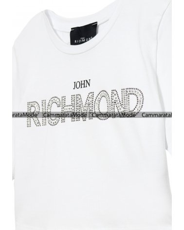 Richmond bambina CRUZ - T-shirt bianca, corta con strass