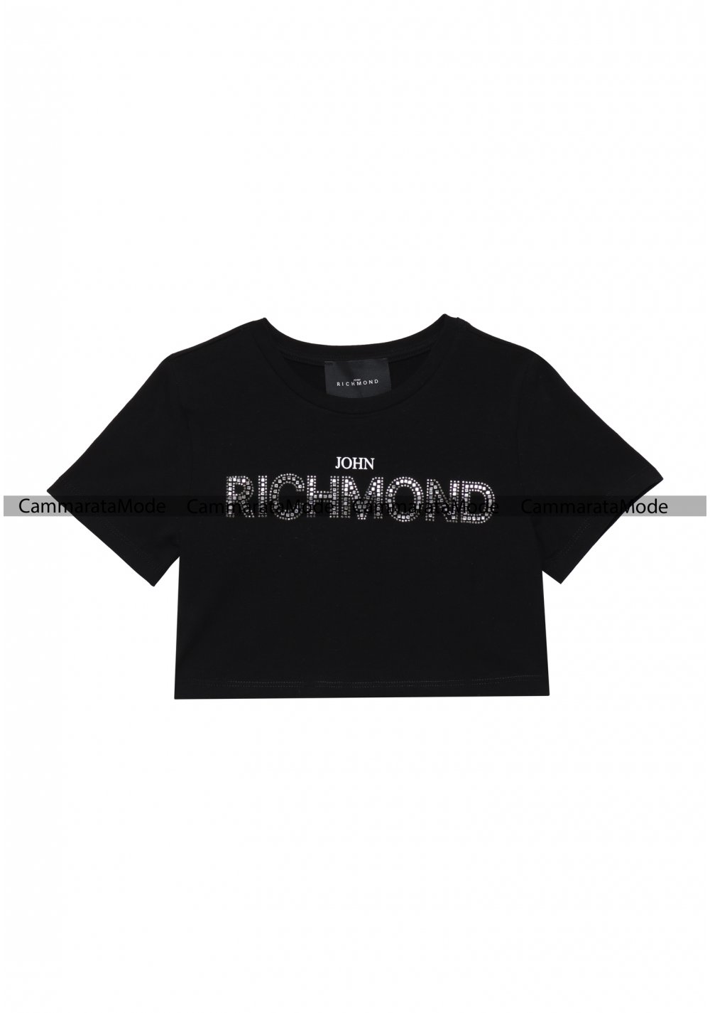 Richmond bambina CRUZ - T-shirt crop nera, corta con stampa