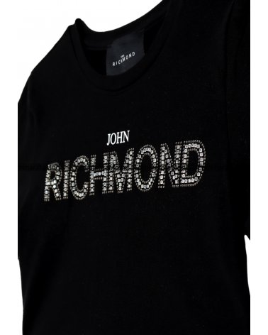 Richmond bambina CRUZ - T-shirt crop nera, corta con stampa