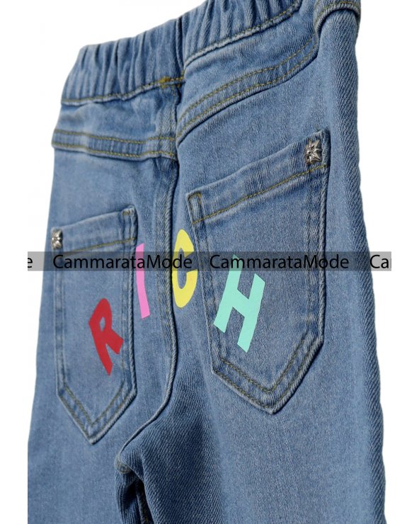Richmond bambino CHUBU - jeans blu denin, logo stampa rich, vita elastica