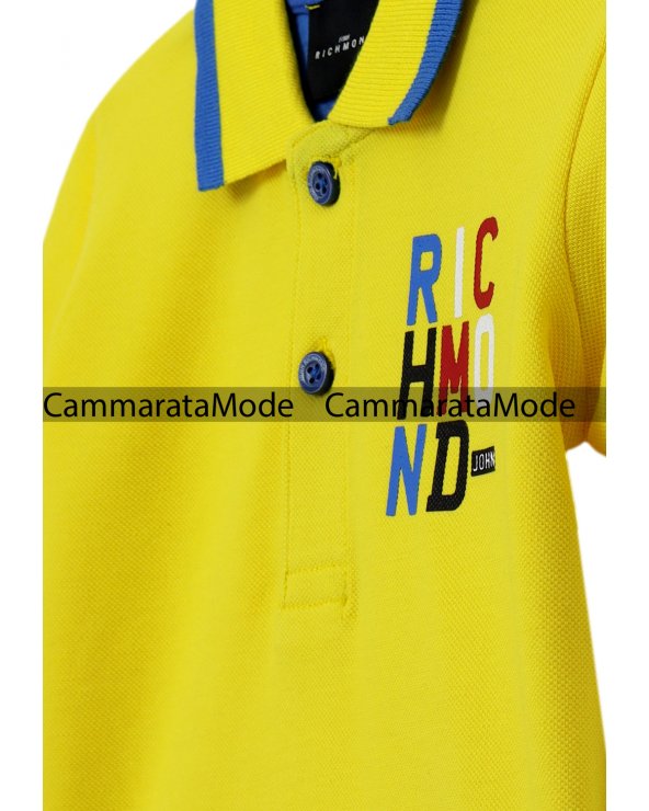 Richmond bambino TRULUI - Polo giallo logo rich stampa, collo a contrasto