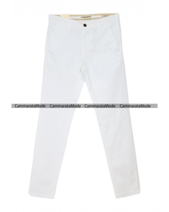 SQUAD2 uomo CUBA - Pantalone bianco tasche america, slim fit cotone elastico