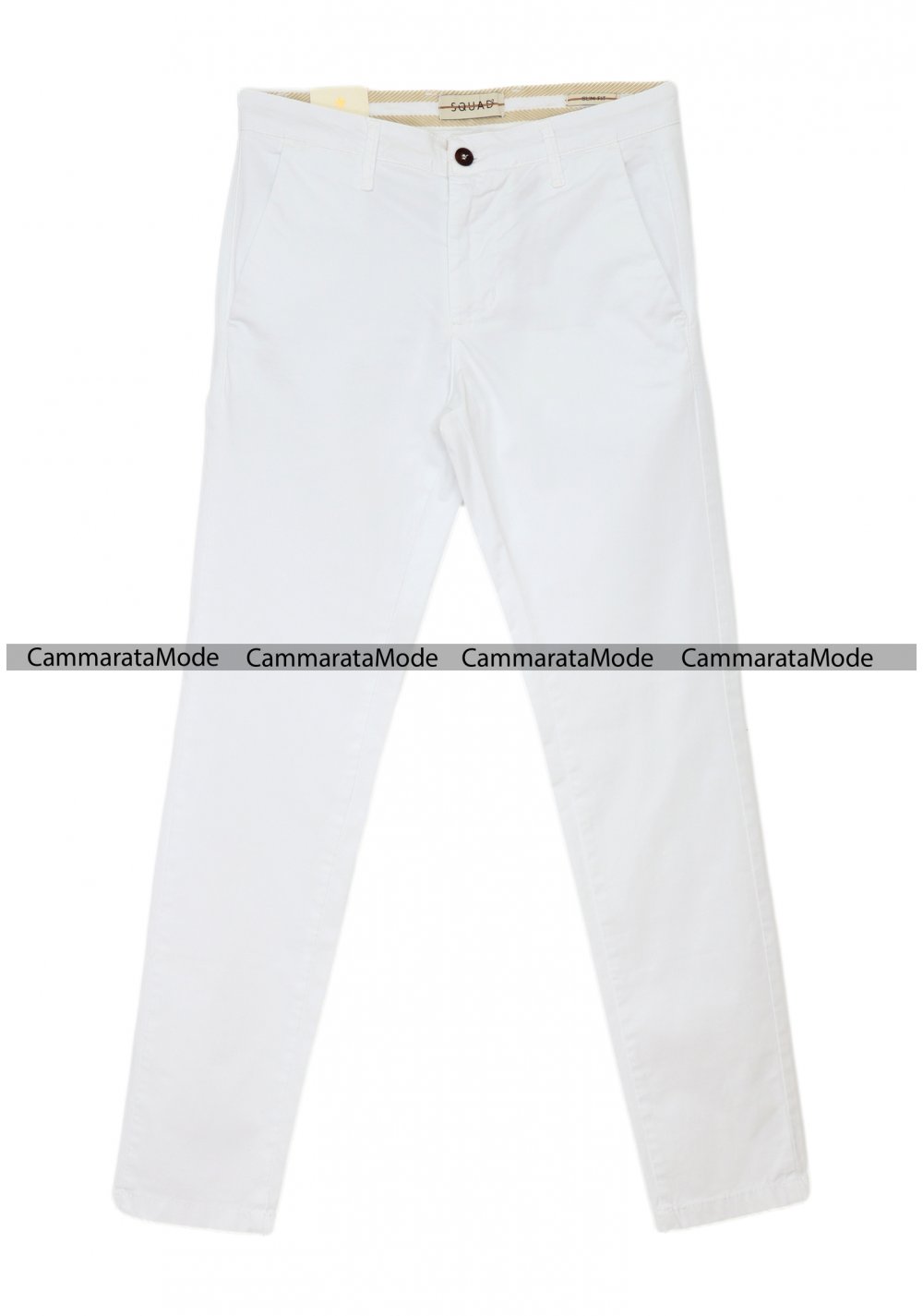 SQUAD2 uomo CUBA - Pantalone bianco tasche america, slim fit cotone elastico