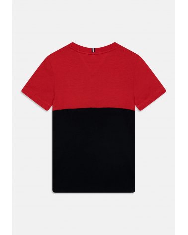 Tommy Hilfige bambino TEE - T-shirt rossa con stampa, color block in cotone