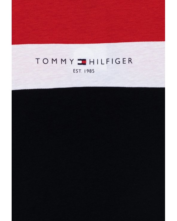 Tommy Hilfige bambino TEE - T-shirt rossa con stampa, color block in cotone