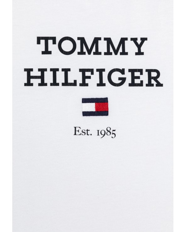 Tommy Hilfiger bambino LOGO TEE - T-shirt bianco in cotone con stampa logo